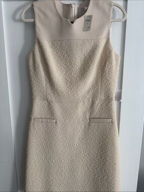 Jason Wu Cream Textured Sheath Dress with leather details